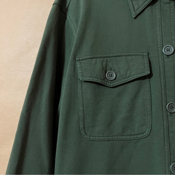 Good American Fleece Shacket Hunter Green Button Front Oversized Size L/XL (3/4) - Picture 6 of 14